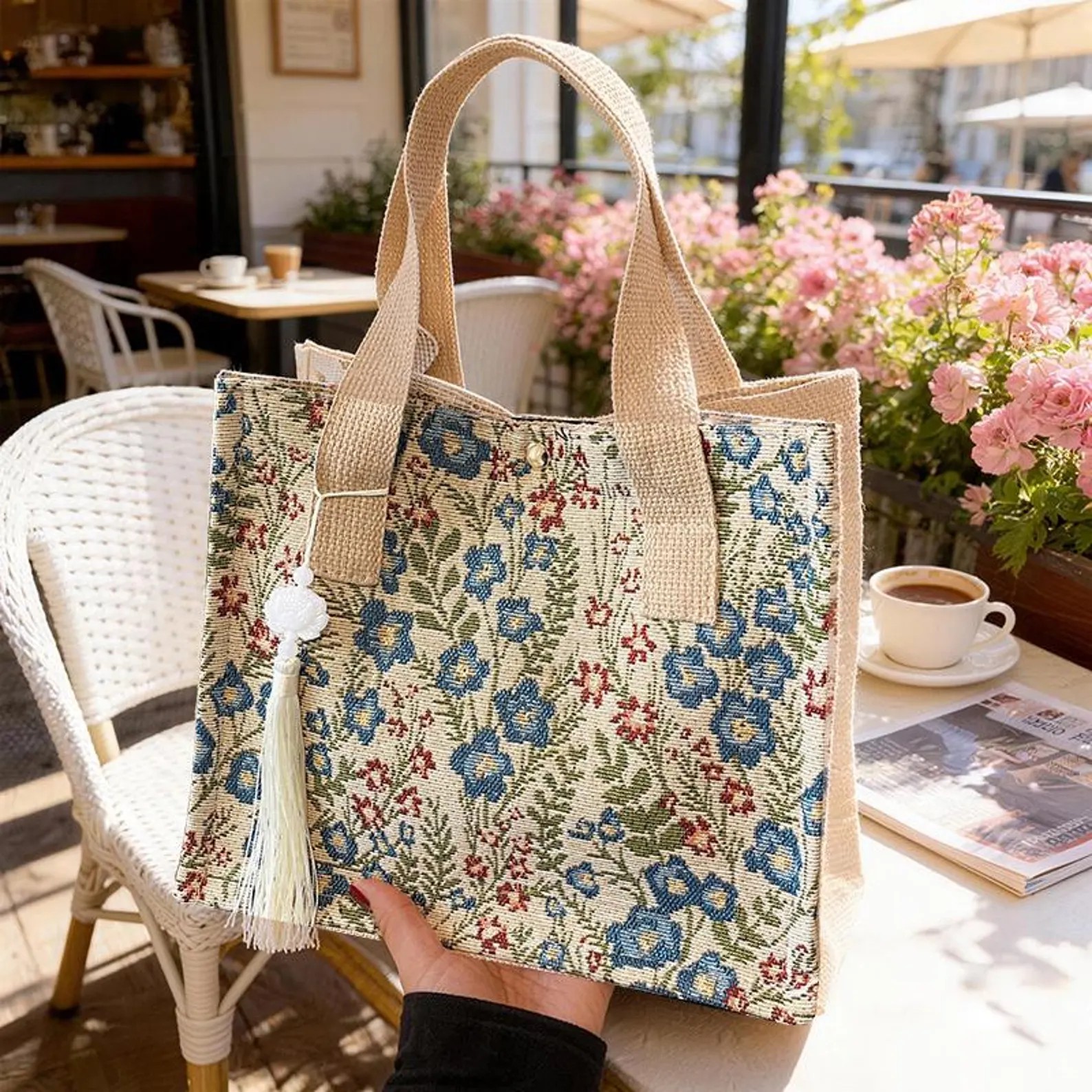 Plátenná shopper taška s ručnou výšivkou na zákazku